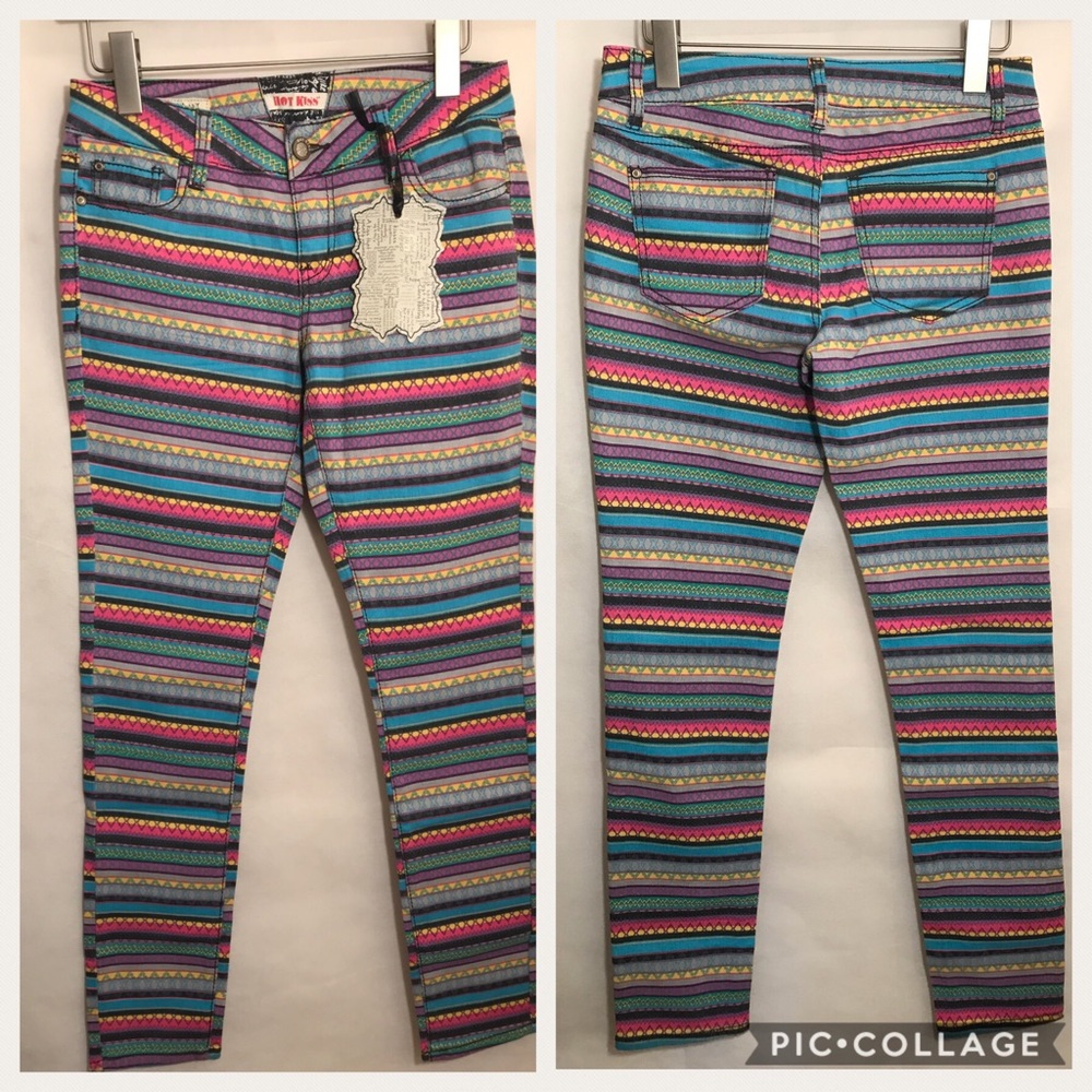 Hot Kiss Skinny Tribal Boho Jeans Size 7 Skinny Lily